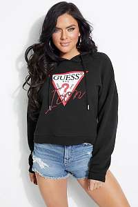 Guess čierna mikina Hoody Icon Fleece