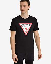 Guess čierne pánske tričko Original Logo