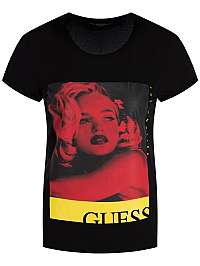 Guess čierne tričko Front Logo Print