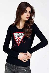 Guess čierne tričko Long Sleeve Icon