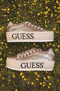 Guess flitrované jutové tenisky na platforme