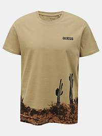 Guess khaki pánske tričko Placed Print