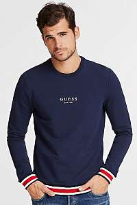 Guess modrá pánska mikina Front Logo Sweatshirt