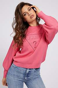 Guess ružové sveter Front Logo Comfort Fit