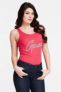 Guess ružové tielko Front Logo Tank Top