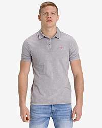 Guess sivé pánske polo tričko Rayner