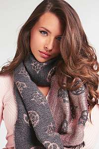 Guess sivý šál 4G Peony Logo Jacquard
