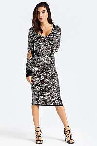 Guess svetrové šaty Animalier Print Dress