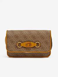 Hnedá vzorovaná crossbody kabelka Guess Izzy