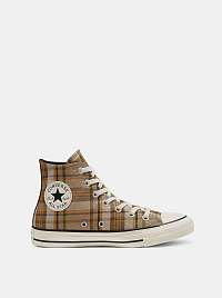 Hnedé dámske kockované členkové tenisky Converse