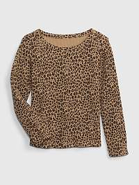 Hnedé dievčenské tričko s leopardím vzorom GAP