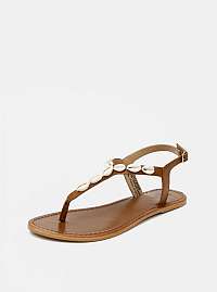 Hnedé kožené sandále Pieces Aggies