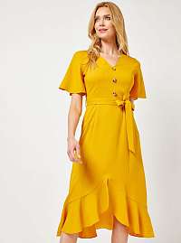 Horčicové midišaty Dorothy Perkins