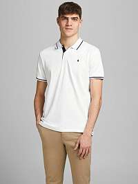 Jack & Jones biele pánske polo tričko Jersey