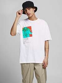 Jack & Jones biele pánske tričko Shows s potlačou