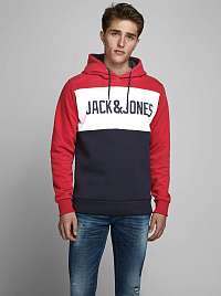 Jack & Jones červené pánska mikina s kapucňou