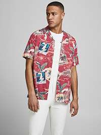 Jack & Jones ružové pánska košeľa Tropicana