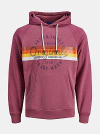 Jack & Jones ružové pánska mikina s kapucňou