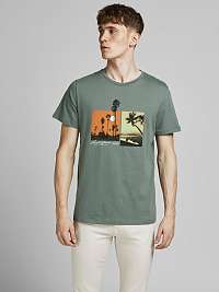 Jack & Jones sivé pánske tričko Octo s potlačou