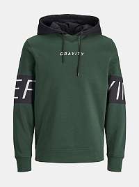 Jack & Jones zelené pánska mikina s kapucňou
