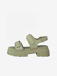 Kaki kožené sandále Tamaris