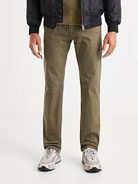 Khaki pánske chino nohavice Celio