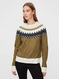 Khaki vzorovaný sveter VERO MODA