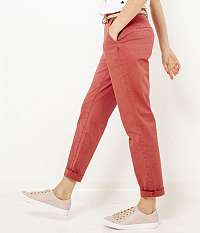 Koralové skrátené straight fit nohavice CAMAIEU