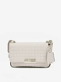 Krémová prošívaná crossbody kabelka Guess Matrix