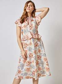 Krémové kvetované midišaty Dorothy Perkins