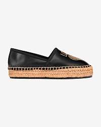 Love Moschino čierne kožené espadrilky