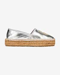 Love Moschino strieborné kožené espadrilky