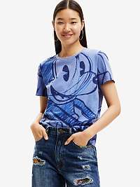 Modré dámske tričko Desigual Mickey Trazos