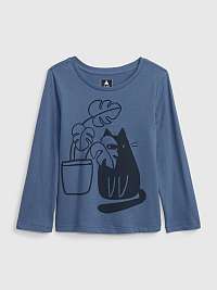 Modré dievčenské organické tričko s potlačou GAP