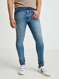 Modré pánske džínsy slim fit s vyšívaným efektom Diesel Amny