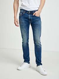 Modré pánske džínsy slim fit s vyšívaným efektom Diesel Thommer