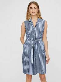 Modré pruhované košeľové šaty VERO MODA Sandy