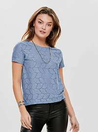 Modré tričko s dierovaným vzorom Jacqueline de Yong Tag