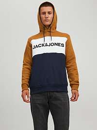 Modro-hnedá mikina s kapucňou Jack & Jones