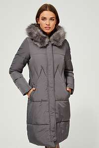 Moodo sivý zimný kabát s kapucňou