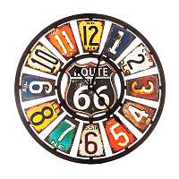 Nástěnné dřevěné hodiny Route Us 66