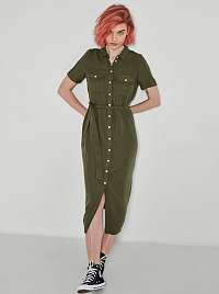 Noisy May khaki maxi košeľové šaty