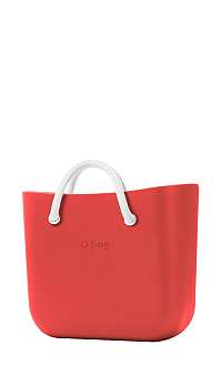 O bag  červená kabelka MINI Fragola s bielymi krátkymi lanovými rúčkami Latte