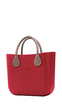 O bag  červená kabelka MINI Rosso s krátkou koženkou Tortora