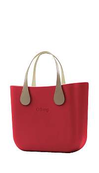 O bag  červená kabelka MINI Rosso s krátkymi koženkovými rúčkami Extra Slim Ecru