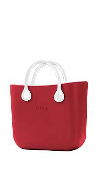 O bag  červené kabelka MINI Rosso s bielymi krátkymi koženkovými rúčkami