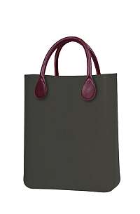 O bag  hnedé kabelka O Chic Volcano s bordovými krátkymi koženkovými držadlami