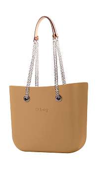 O bag  kabelka Biscotto s retiazkovými držadlami cuoio / Silver