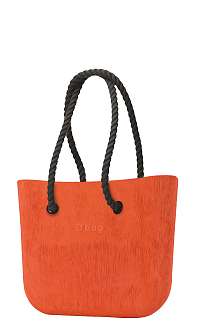 O bag kabelka Brush Arancione s čiernymi dlhými povrazmi