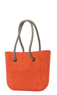 O bag kabelka Brush Arancione s dlhými povrazmi natural